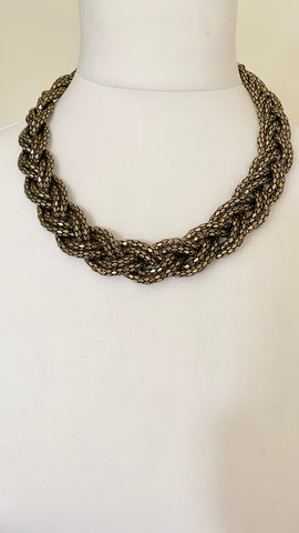 Plaited choker necklace burnished gold