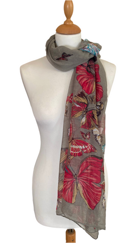 Silver grey butterfly scarf