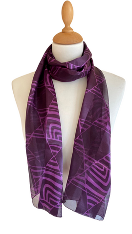 Magenta abstract design scarf