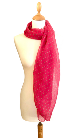 Cerise pink polka dot scarf