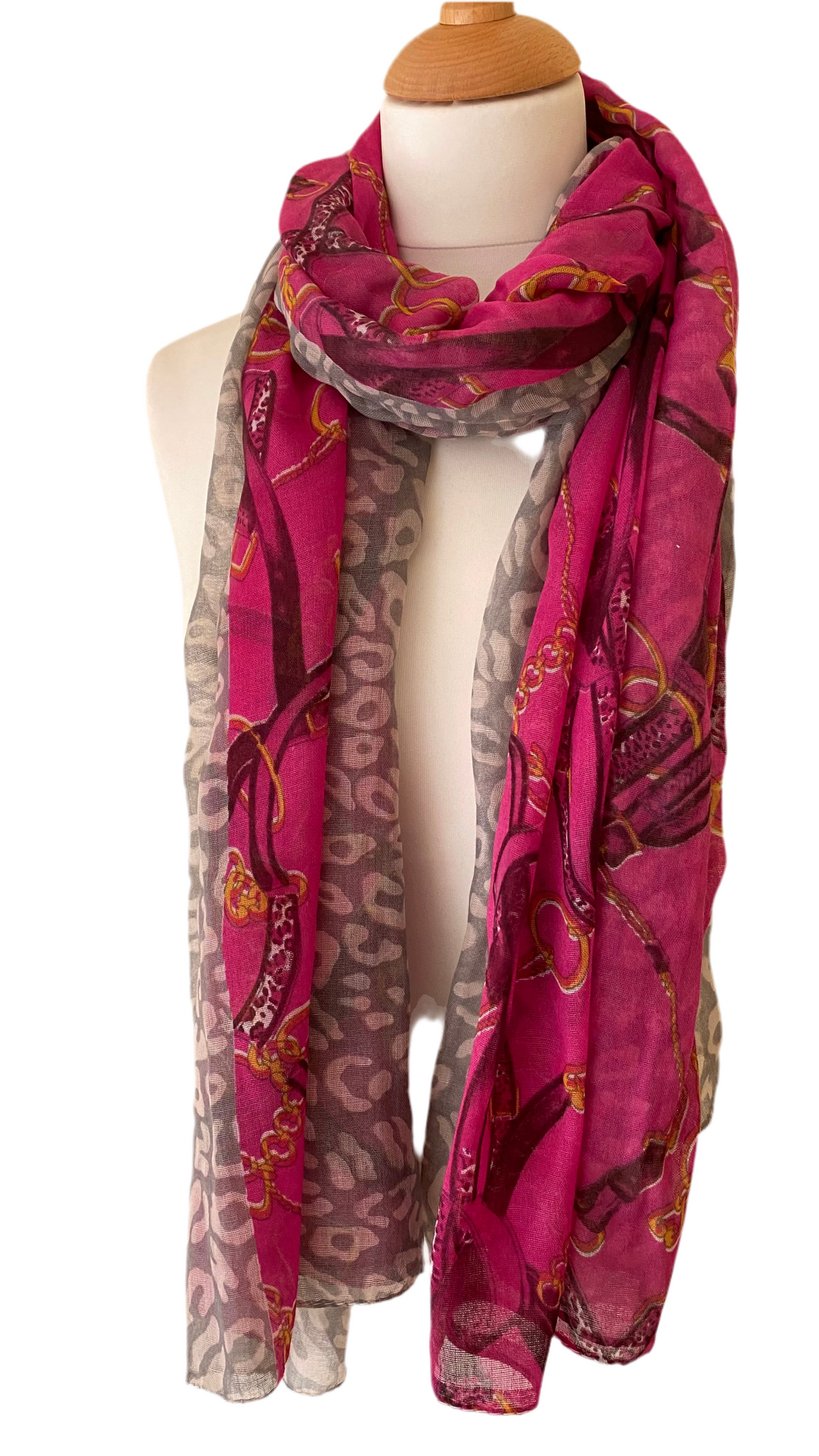 Cerise & silver grey scarf