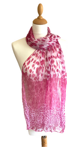 Super soft animal print scarf in cerise