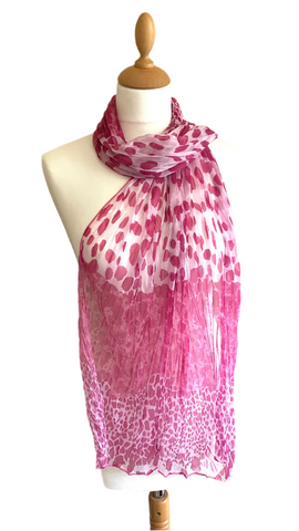 Super soft animal print scarf in cerise