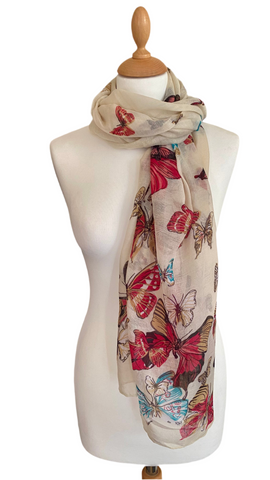 Soft cream butterfly scarf