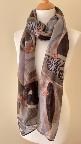 Classic styled super soft scarf brown beige colours multi patterned 