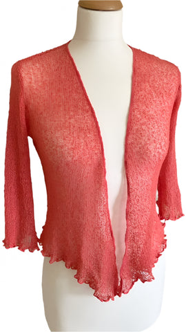 Lightweight summer shrug cardigan coral