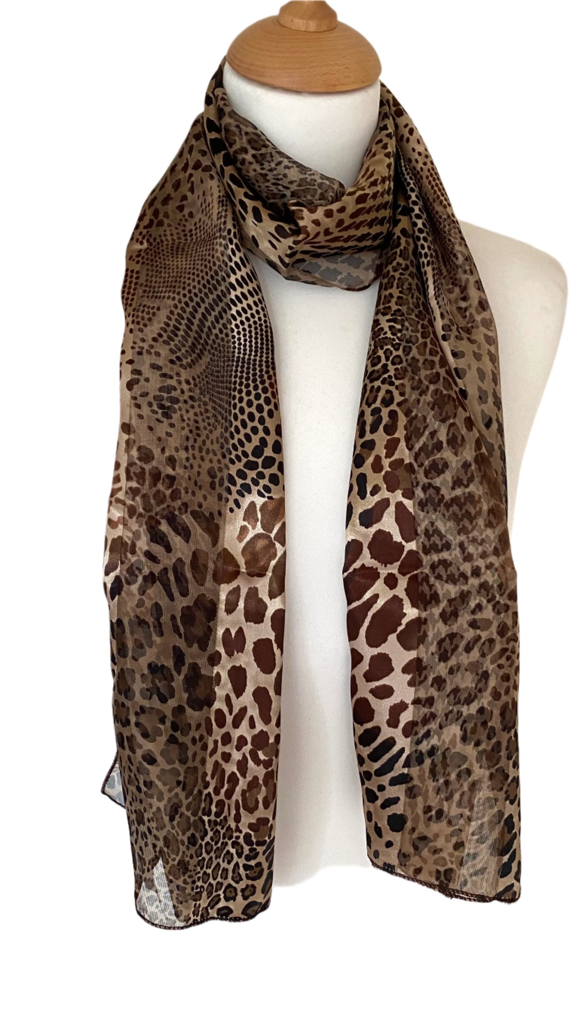 Animal print sassy scarf brown taupe