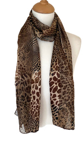 Animal print sassy scarf brown taupe