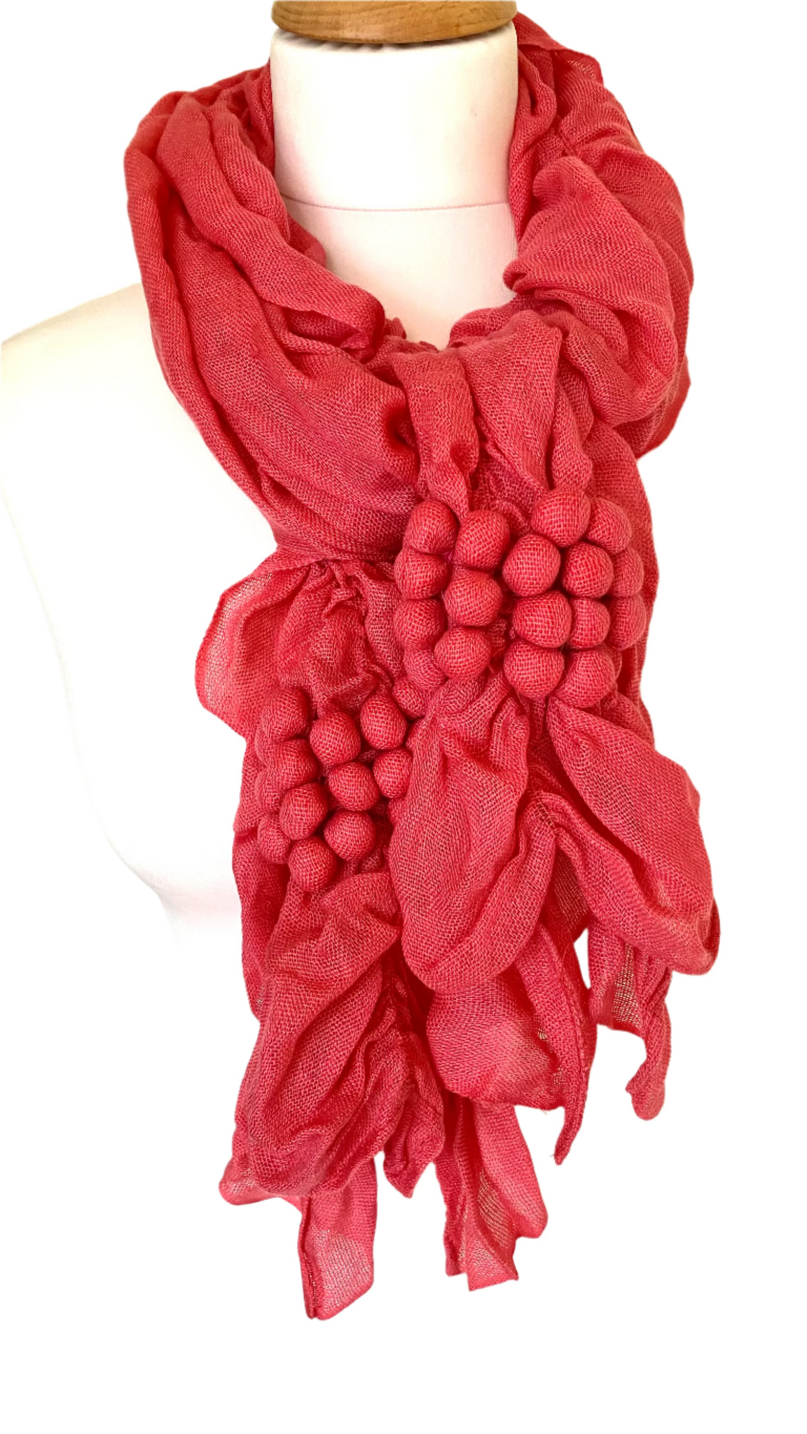 Super soft coral ruched scarf smart casual