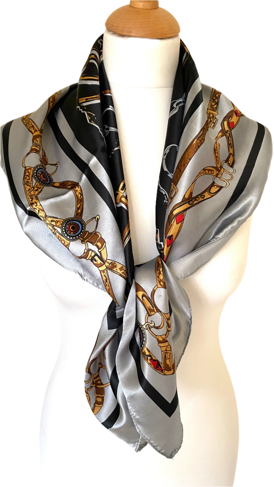 Classic style and design square scarf silky soft timeless grey black multi coloures