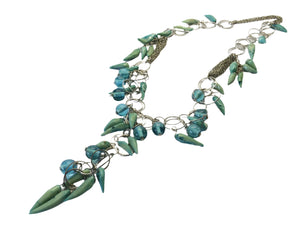 aqua long statement necklace 