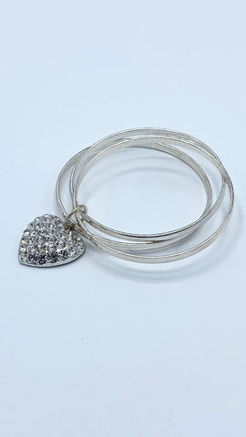 heart slip on bracelet faux diamond