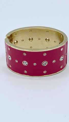 cerise pink bracelet faux diamond inserts